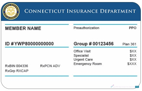 Download Connecticut health insurance card Photoshop template